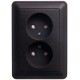 W59 Черный бархат Розетка 2-ая без заземления (в сборе)  RS16-254-68  SE