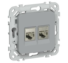 FLITE Розетка 2-ая RJ45/RJ11 кат.5Е/3 STP РКТ5е/3-2-1-ФлС серый  FI-KT21-1-K03  IEK