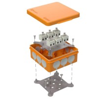 Коробка огнестойкая для о/п двухкомпонентная 60-0303-FR2.5-12 Е15-Е120 100х100х40 IP66  12p, 2.5 мм.кв. 60-0303-FR2.5-12  Промрукав