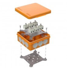 Коробка огнестойкая для о/п двухкомпонентная 60-0303-FR2.5-12 Е15-Е120 100х100х40 IP66  12p, 2.5 мм.кв. 60-0303-FR2.5-12  Промрукав