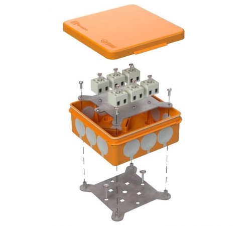Коробка огнестойкая для о/п двухкомпонентная 60-0303-FR2.5-12 Е15-Е120 100х100х40 IP66  12p, 2.5 мм.кв. 60-0303-FR2.5-12  Промрукав