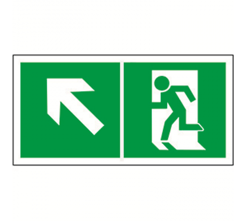 Знак безопасности BL-3015A.E34"Напр. к эвакуационному выходу налево вверх"  a18177  Белый свет