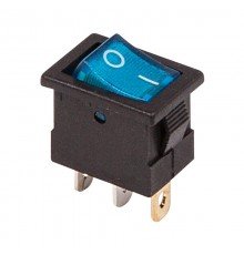 Выключатель клавишный 12V 15А (3с) ON-OFF синий с подсветкой Mini  36-2171  REXANT