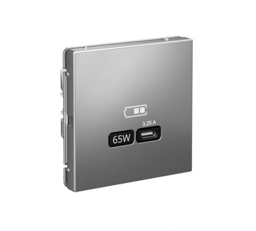 ArtGallery Сталь Розетка USB тип-С 65Вт высокоскор.заряд. QC, PD, механизм  GAL000927  SE