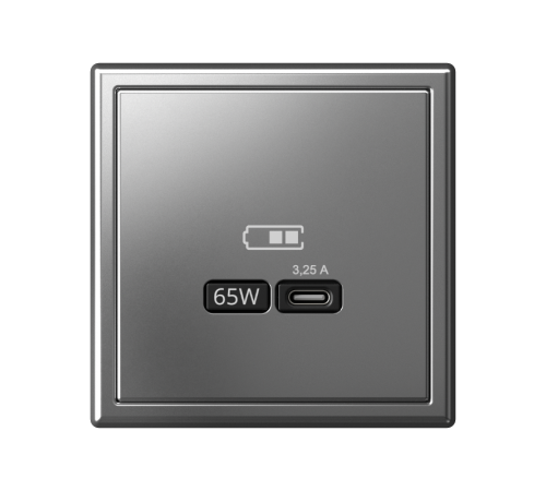 ArtGallery Сталь Розетка USB тип-С 65Вт высокоскор.заряд. QC, PD, механизм  GAL000927  SE