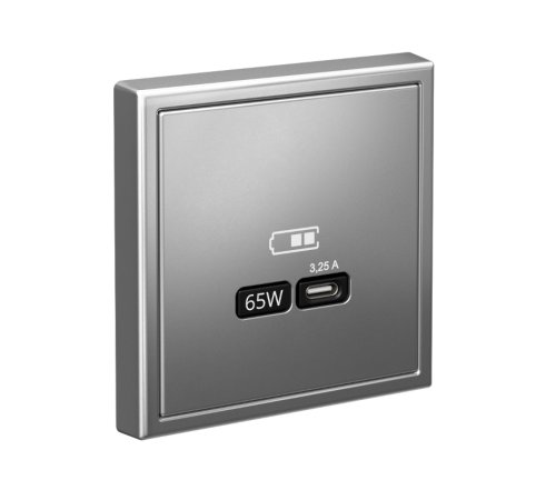 ArtGallery Сталь Розетка USB тип-С 65Вт высокоскор.заряд. QC, PD, механизм  GAL000927  SE