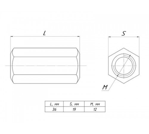 Гайка соед. М12(20 шт)  gsm12  EKF
