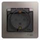 Glossa Платина Розетка с заземлением со шторками с крышкой IP44 (в сборе)  GSL001248  SE