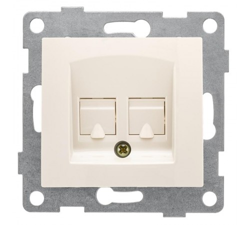 Bravo Розетка компьютерная и телефонная (RJ45, RJ12), СУ, беж  С10КТ-003  GUSI Electric