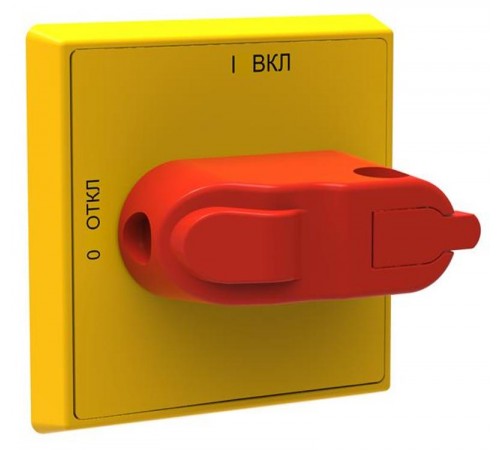 Ручка управления OHYS3PHE-RUH (желто-красная) с символами на русском для рубильников дверного монтажа ОТ16..40FТ  1SCA108277R1001  ABB