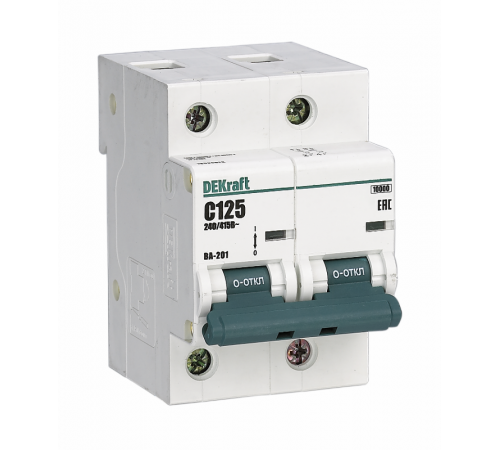 Выключатель автоматический двухполюсный ВА-201 100А D 10кА  13018DEK  DEKraft