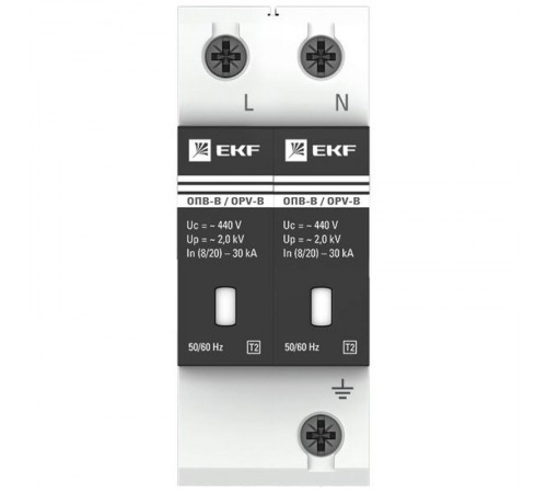 Ограничитель импульсных напряжений серии ОПВ-B/2P In 30кА 400В (с сигнализацией) EKF PROxima  opv-b2  EKF