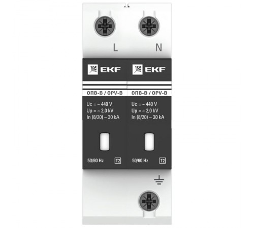 Ограничитель импульсных напряжений серии ОПВ-B/2P In 30кА 400В (с сигнализацией) EKF PROxima  opv-b2  EKF