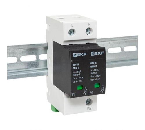 Ограничитель импульсных напряжений серии ОПВ-B/2P In 30кА 400В (с сигнализацией) EKF PROxima  opv-b2  EKF