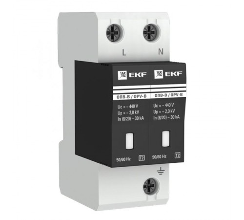 Ограничитель импульсных напряжений серии ОПВ-B/2P In 30кА 400В (с сигнализацией) EKF PROxima  opv-b2  EKF
