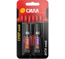 Супер-клей СВЕРХПРОЧНЫЙ 3 гр. + АНТИКЛЕЙ 3 гр. BL-1 SABL1-33  C0039400  СИЛА