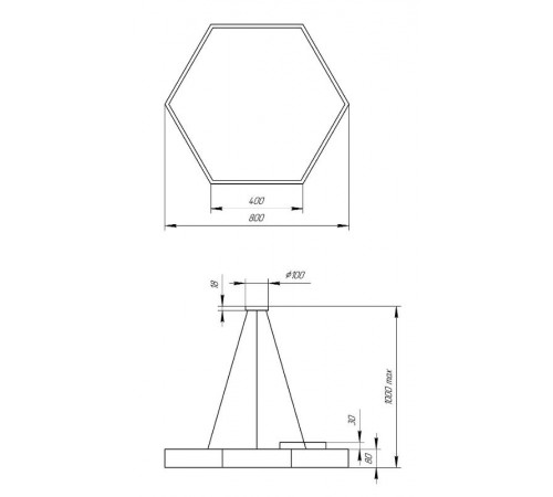 Светильник светодиодный Geometria Hexagon SPO-122-B-40K-066 66Вт 4000К 4800Лм IP40 800*800*80 черный подвесной  Б0050553  ЭРА
