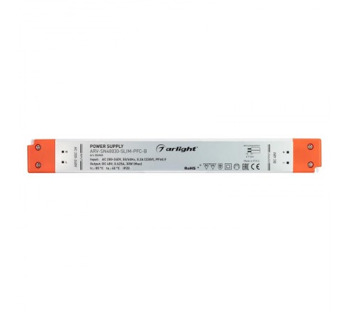 Блок питания ARV-SN48030-SLIM-PFC-B (48V, 0.63A, 30W) (Arlight, IP20 Пластик, 3 года)  036965  Arlight