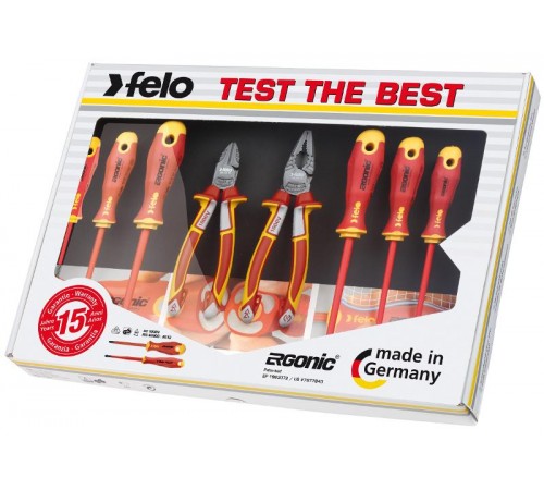 Набор диэлекрических отверток Ergonic с диэлектрическими пасатижами и бокорезами в упаковке, 8 шт  41398517  Felo