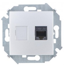 Simon 15 Алюминий Розетка компьютерная  RJ45 кат.5e (AMP)  1591551-033  Simon