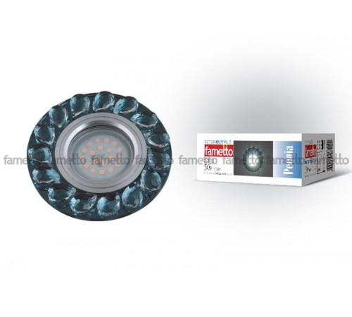 Светильник декор. встраив., серия Peonia DLS-P107 GU5.3 CHROME/SMOKE+CLEAR GU5.3 металл/стекло. хром/дымчато-белый+прозр  10635  Fametto