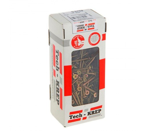 Саморезы универсальные 45х3,5 мм (200 шт) желтые - коробка с окном ( 0,395 кг)  102237  Tech-KREP