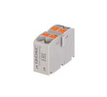 Блок распределительный, зажим push-in, 4 точки подключения 2,5 кв.мм, серый  DTP1-004-04SPUG  DKC