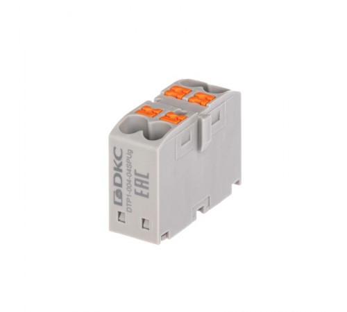 Блок распределительный, зажим push-in, 4 точки подключения 2,5 кв.мм, серый  DTP1-004-04SPUG  DKC