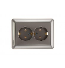 W59 Шампань Розетка 2-ая с заземлением с защитными шторками (в сборе)  RS16-255-48  SE