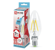 Лампа светодиодная LED-СВЕЧА-deco 7Вт 230В Е14 4000К 630Лм прозр  4690612007618  IN HOME
