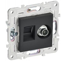 SKANDY Розетка двойная TV+RJ45 кат.5E SK-A14G графит  SK-AK20-1-K53  IEK