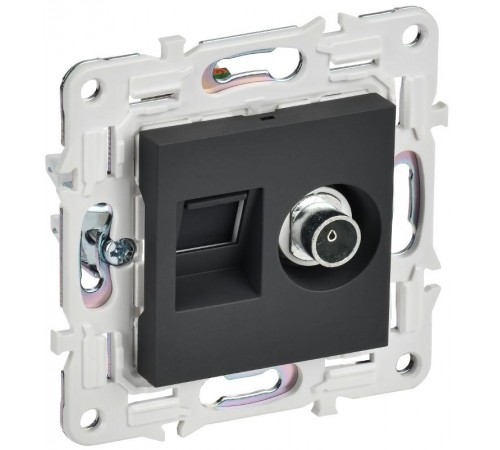 SKANDY Розетка двойная TV+RJ45 кат.5E SK-A14G графит  SK-AK20-1-K53  IEK