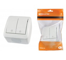 Выключатель на 2 направления 2-кл. открытой установки IP44 10А белый "Селигер"  SQ1818-0012  TDM