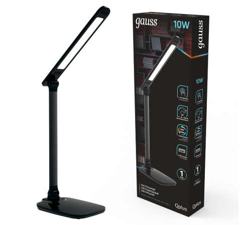 Светильник настольный Qplus GTL504 10W 590lm 3000-6000K 170-265V черный диммируемый USB LED 1/8/16  GT5042  Gauss