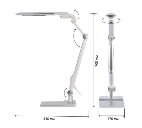 Cветильник настольный  NLED-497-12W-S светодиодный на струбцине и с основанием серебро  Б0052772  ЭРА