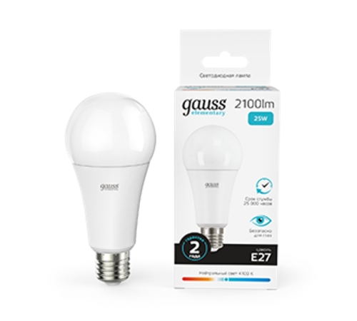 Лампа светодиодная LED 25Вт E27 220В 4100К А67 Elementary  73225  Gauss