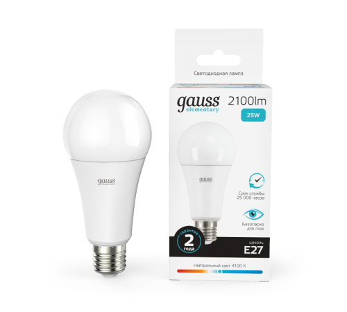 Лампа светодиодная LED 25Вт E27 220В 4100К А67 Elementary  73225  Gauss