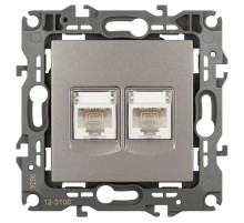 Розетка ЭРА Серия 12 12-3108-16 информационная двойная 2XRJ45, титан   Б0065665  ЭРА