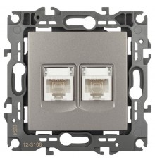 Розетка ЭРА Серия 12 12-3108-16 информационная двойная 2XRJ45, титан   Б0065665  ЭРА