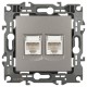 Розетка ЭРА Серия 12 12-3108-16 информационная двойная 2XRJ45, титан   Б0065665  ЭРА