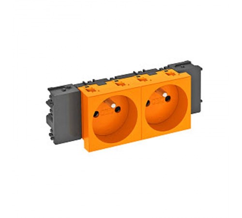 Розетка двойная 0° Modul45connect франц. стандарт, 250 В, 16A (оранжевый) (STD-F0C ROR2)  6120554  OBO Bettermann