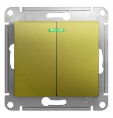Glossa Фисташковый Выключатель 2-клавишный с подсветкой, сх.5а, 10AX  GSL001053  SE