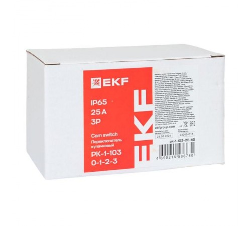 Переключатель кулачковый ПК-1-103 25А 3P "0-1-2-3" IP65  pk-1-103-25-65  EKF
