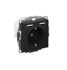 AtlasDesign Карбон Розетка 16А c 2 USB A+A, 5В/2,4А, 2х5В/1,2 А, механизм  ATN001030  SE