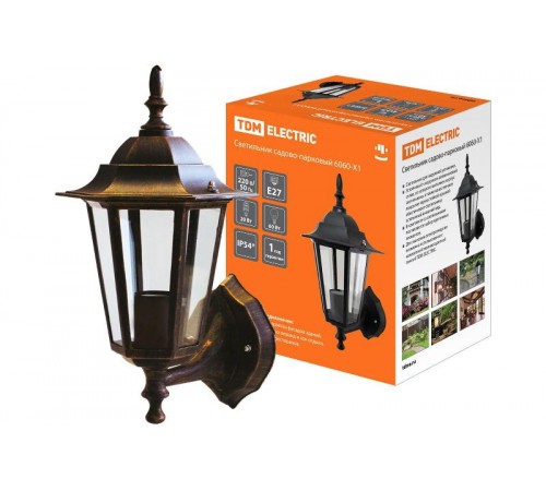 Светильник садово-парковый ЛБУ 6060-11 60Вт ЛН/КЛЛ/LED E27 IP33 шестигранник, вверх  SQ0330-0011  TDM