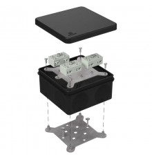 Коробка огнестойкая разветвительная для о/п двухкомпонентная 60-0300-FR6.0-4-6-Р Е15-Е60 RAL9005 100х100х50 (14 шт/кор) черная  60-0300-9005-FR6.0-4-