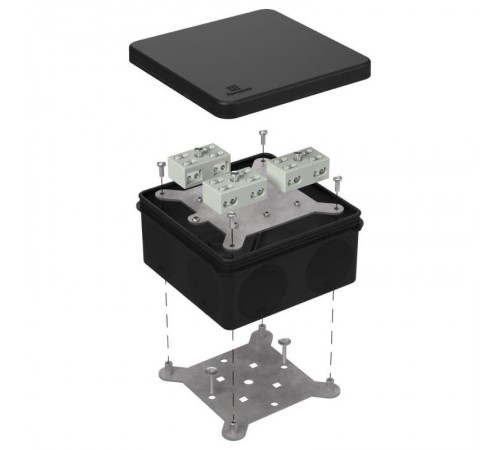 Коробка огнестойкая разветвительная для о/п двухкомпонентная 60-0300-FR6.0-4-6-Р Е15-Е60 RAL9005 100х100х50 (14 шт/кор) черная  60-0300-9005-FR6.0-4-