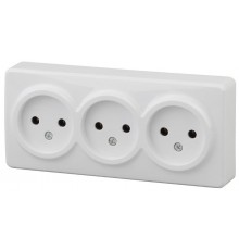 Розетка 11-2207-01  3х2P, 16АХ-250В, ОУ, Эксперт, Белый Б0020697  ЭРА