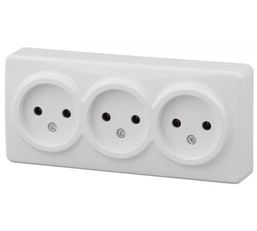 Розетка 11-2207-01  3х2P, 16АХ-250В, ОУ, Эксперт, Белый Б0020697  ЭРА
