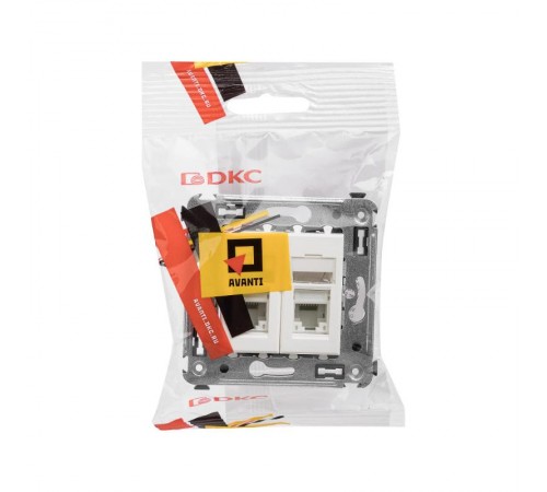 Розетка RJ-45 в стену, 5e двойная, "Avanti", "Белое облако" (замена на 4400664)  4400464  DKC